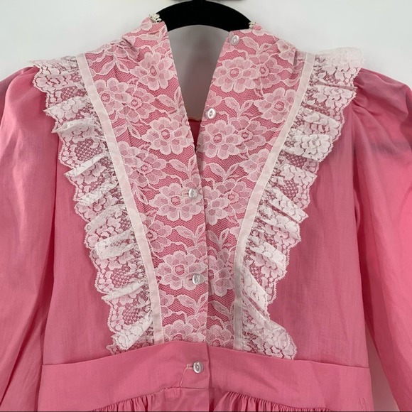 Vintage Mini World Girls Dress Size 6 Pink Ruffle Long Sleeves Party Full Circle - Picture 10 of 15